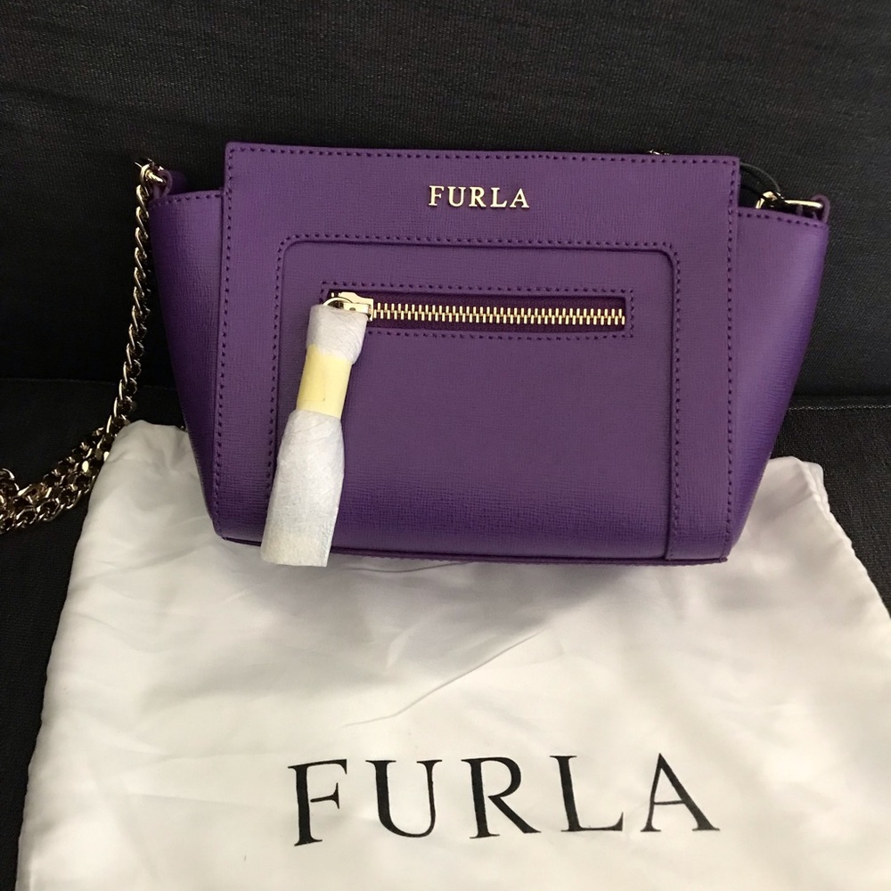 Furla Ginevra Leather Mini Crossbody In Viola